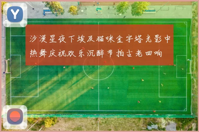 沙漠星夜下埃及猫咪金字塔光影中热舞庆祝欢乐沉醉节拍古老回响